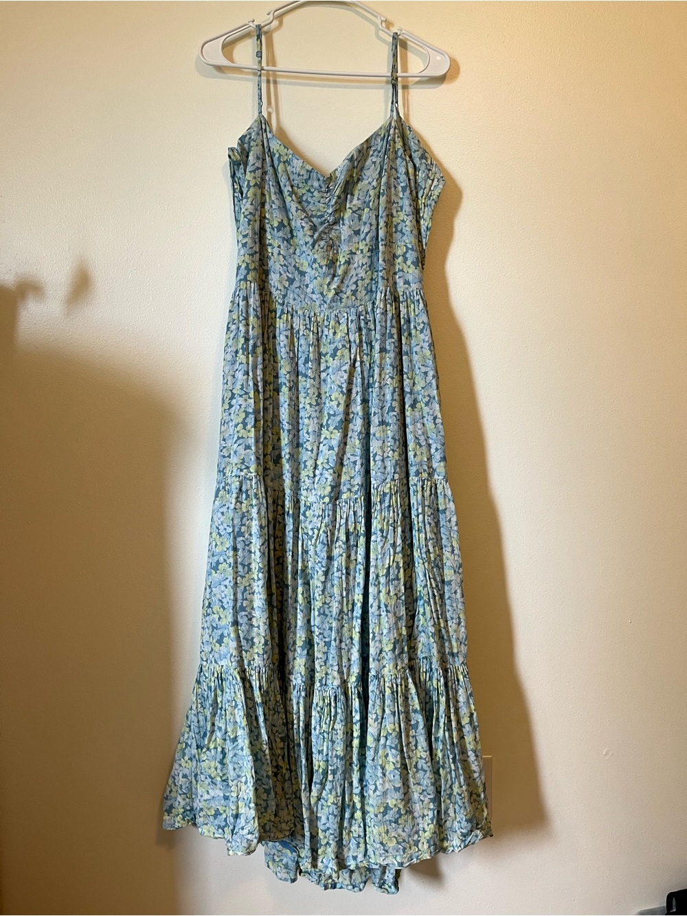 American Eagle Outfitters Blue Floral Maxi Dress with Yellow Accents